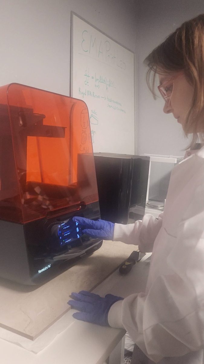 Running a resin print in the EMA Print Lab